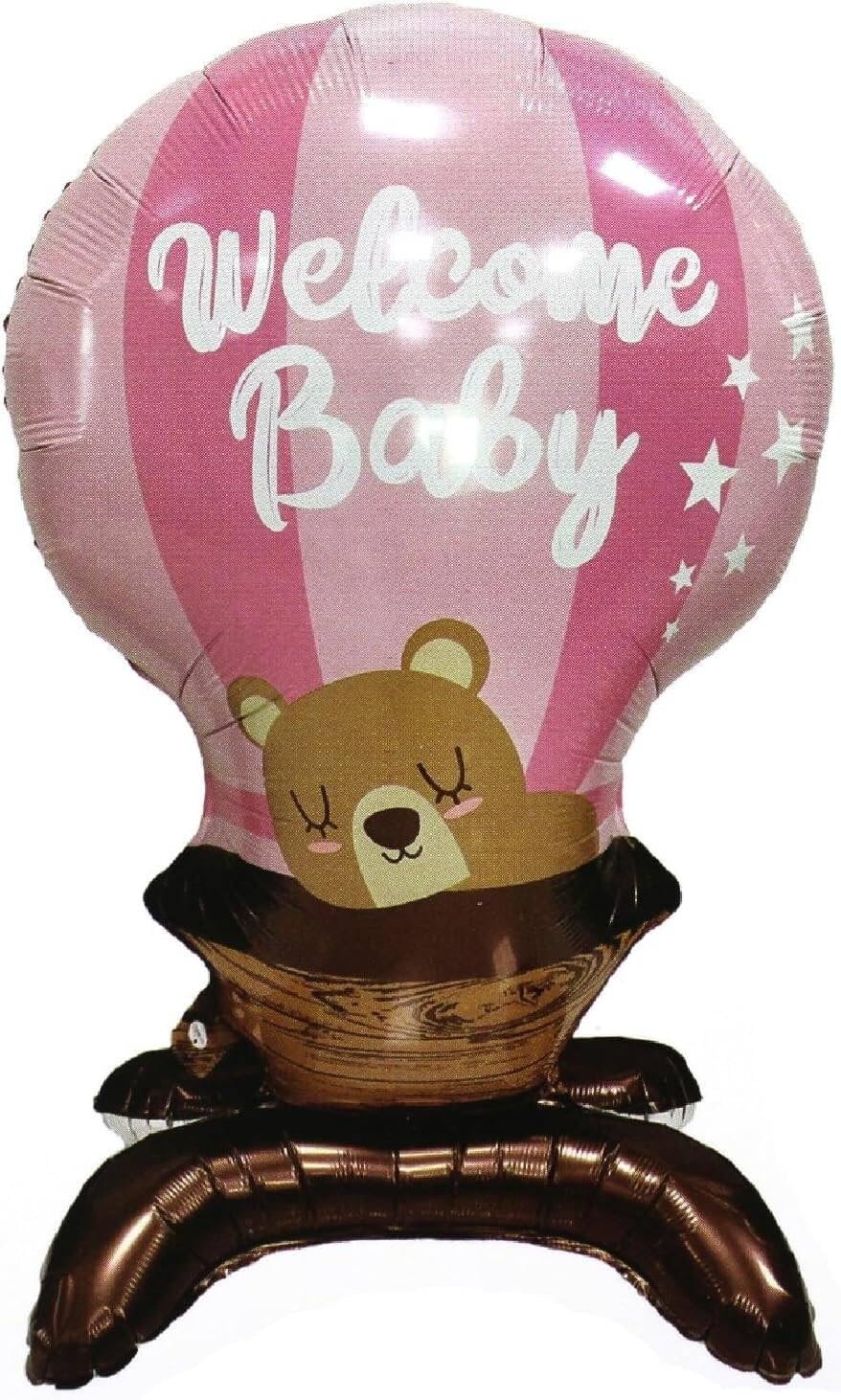 71fvQdzauFL._SL1462_ Welcome Baby Hot Air Balloon Foil Balloon | Teddy Bear Baby Shower 56 x 90 - Image 1