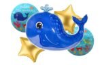 Set of 5 Whale Fish Shaped Foil Balloon