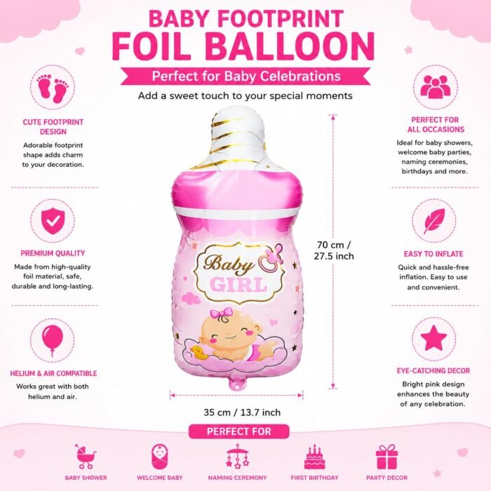 My Party Suppliers Baby Bottle Shape Foil Balloon Pack of 1 - Image 2