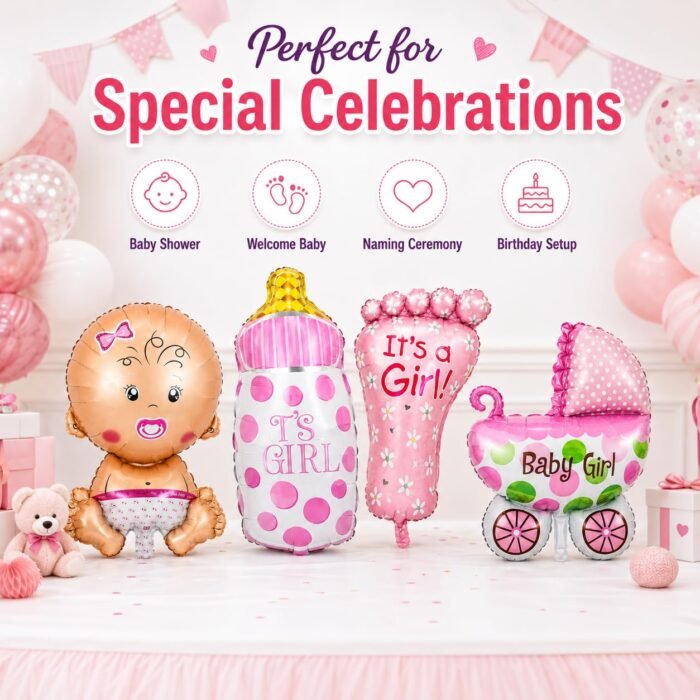 Baby Girl Foil Balloon Decoration Set - Image 3