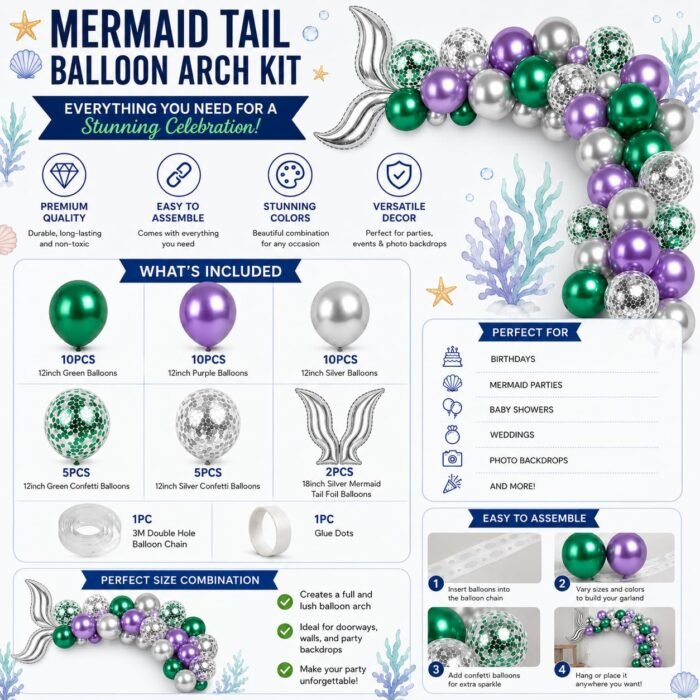 Mermaid Tail Balloon Arch Kit - Image 2
