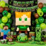 Cartoon Foil Balloon for Kids Birthday Party, Square Head Pixel Boy Theme - Image 2