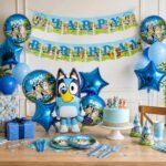 Bluey Birthday Decoration Combo Set, 5pcs Bluey Foil Balloons with Happy Birthday Banner - Image 2