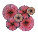 Set of 6 Flamingo Paper Fans for Decoration