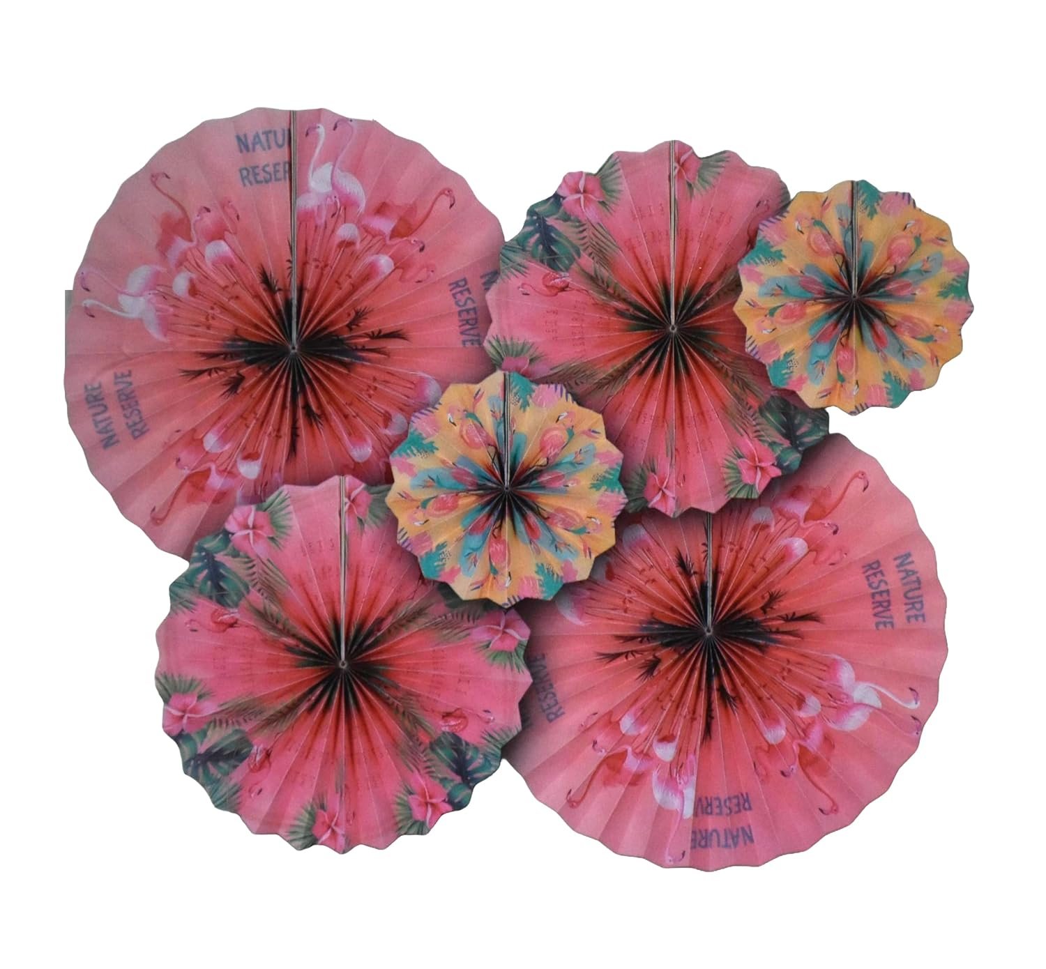 81TmYfJn6aL._SL1500_ Set of 6 Flamingo Paper Fans for Decoration - Image 1