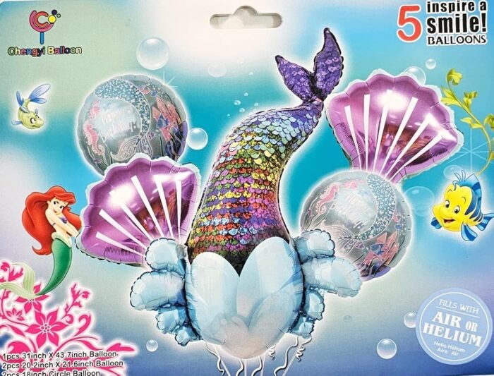 Set of 5 Mermaid Tail Foil Balloons. - Image 2