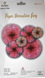 Set of 6 Flamingo Paper Fans for Decoration - Image 2