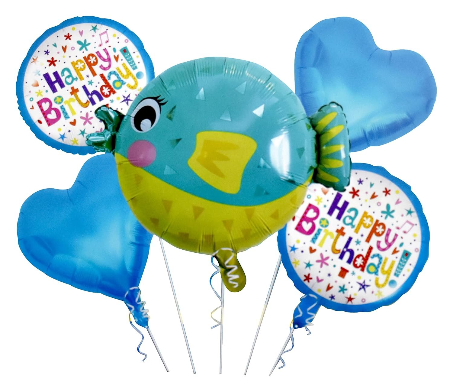 81n7-E8FH9L._SL1500_ Pufferfish Theme Decoration with Heart and Round Foil Balloon - Image 1