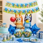 Bluey Birthday Decoration Combo Set, 6pcs Bluey Foil Balloons with Happy Birthday Banne - Image 2