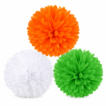 Tricolor Paper Pom Pom Ball Decoration (Set of 3, 35cm)