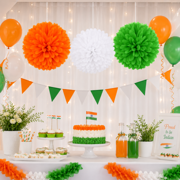 Tricolor Paper Pom Pom Ball Decoration (Set of 3, 35cm) - Image 4