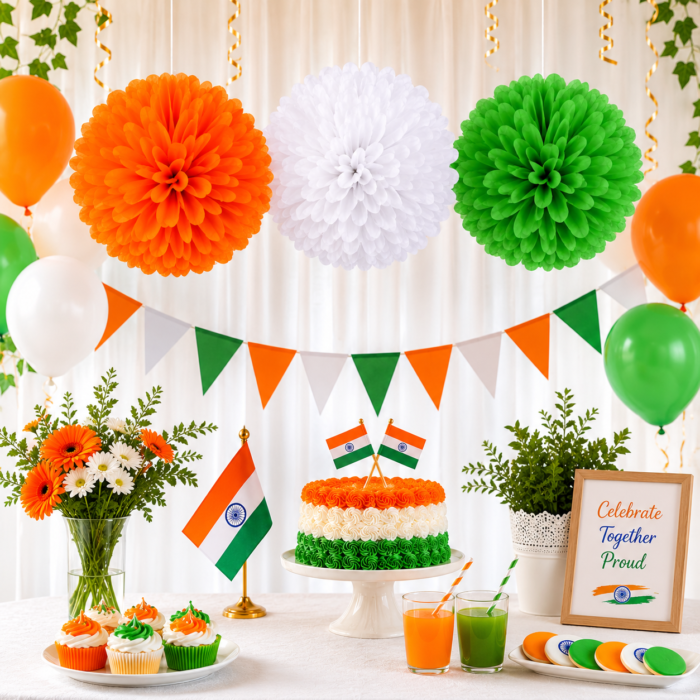 Tricolor Paper Pom Pom Ball Decoration (Set of 3, 35cm) - Image 2