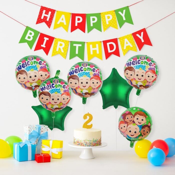 Colorful cartoon foil balloon set of 5 - Image 2