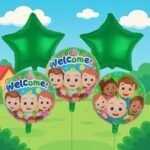 Colorful cartoon foil balloon set of 5 - Image 3