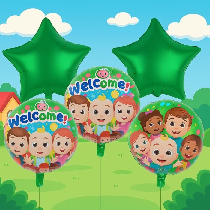 Colorful cartoon foil balloon set of 5 - Image 3