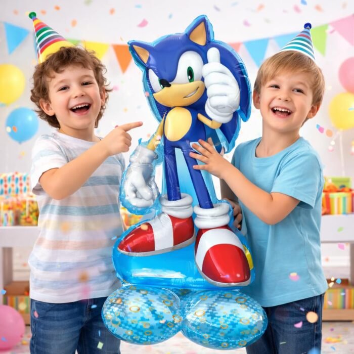 Blue Sonic Hedgehog Shape Foil Balloon 60cm - Image 2
