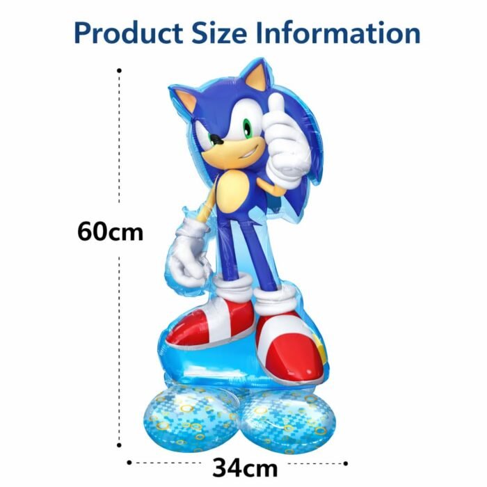 Blue Sonic Hedgehog Shape Foil Balloon 60cm - Image 3