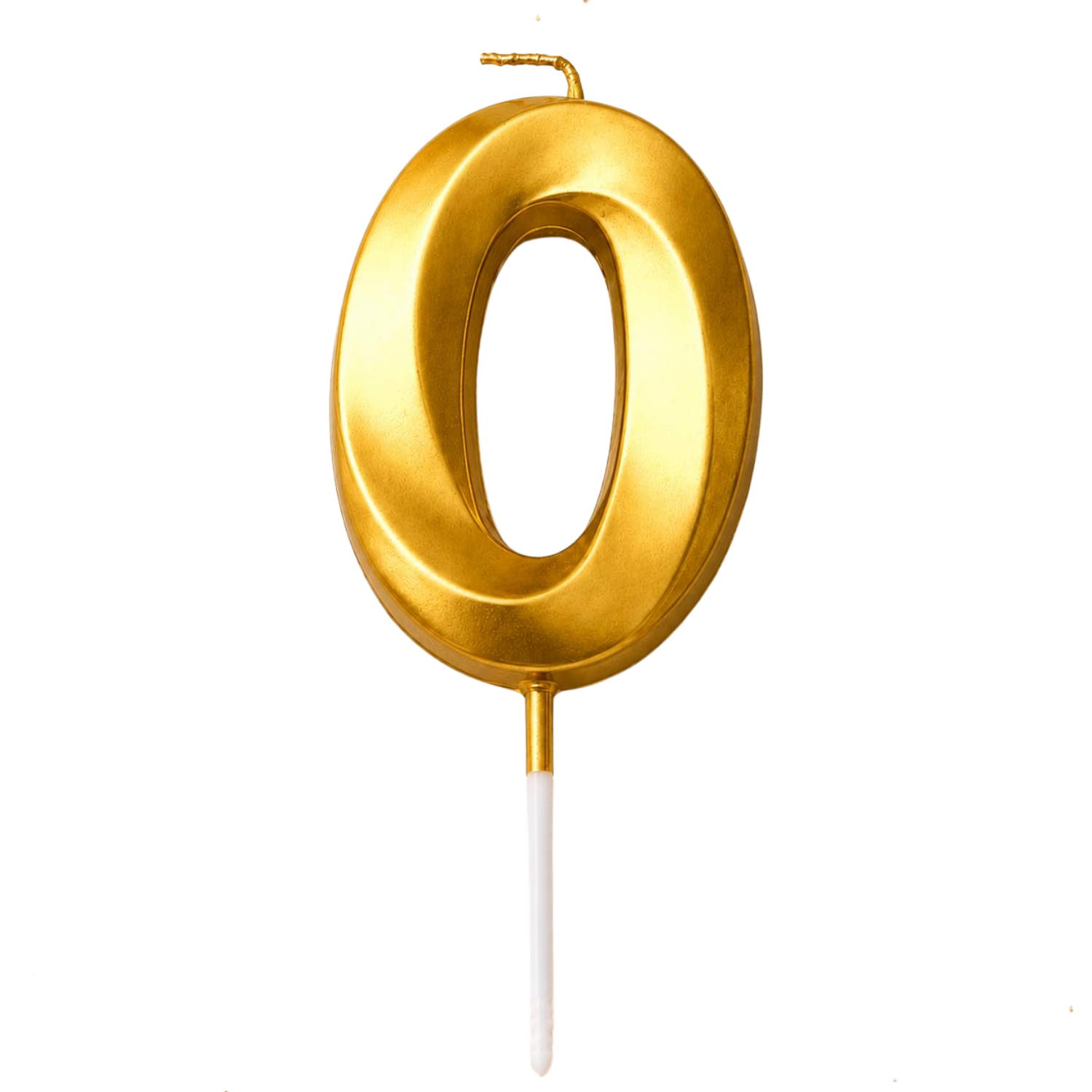 1 Number 0 Birthday Candle, Gold - Image 1