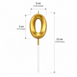 Number 0 Birthday Candle, Gold - Image 2