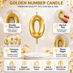 Number 0 Birthday Candle, Gold - Image 4