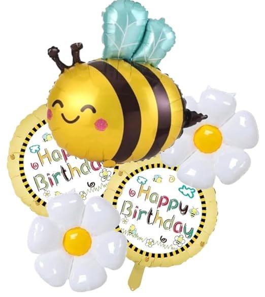 41v6AlhZiLL Set of 5 Honey Bee Foil Balloon - Image 1