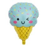 1pc Wink faced Blue And Golden Color Ice Cream Cone Foil Balloon