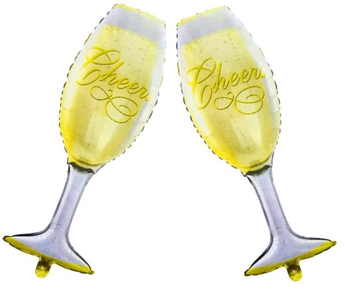 Set of 2 cheers glass foil balloons, Wedding Anniversary Decoration - Image 3