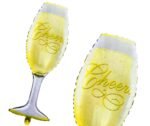 Set of 2 cheers glass foil balloons, Wedding Anniversary Decoration - Image 5