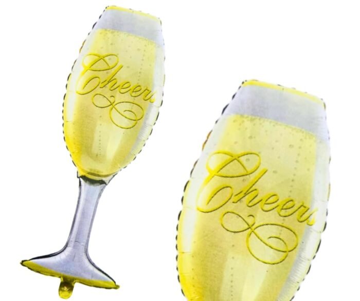 Set of 2 cheers glass foil balloons, Wedding Anniversary Decoration - Image 5