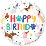 Cute Puppy Dog & Paw Happy Birthday Foil Balloon - Image 2