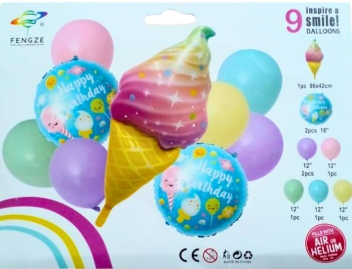 Set of 9 Ice Cream Cone Foil Balloon - Image 4