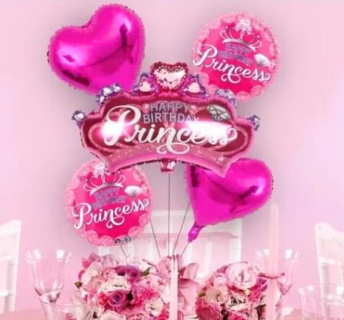 Set of 5 Princess crown foil balloons - Image 2