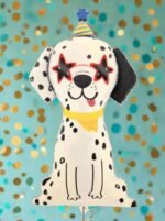 3D Dog Foil Balloon| Dog Balloon White with Black Spots & Star Eyes | 44x65cm Dog Foil Balloon - Image 2