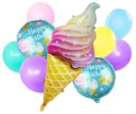 Set of 9 Ice Cream Cone Foil Balloon