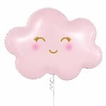 Pink Cloud Foil Balloon Smiling Party Decoration Pastel Pink 24 Inch Single Pack