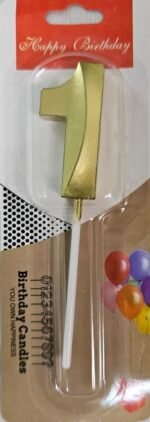 Number 1 Birthday Candle, Gold - Image 3