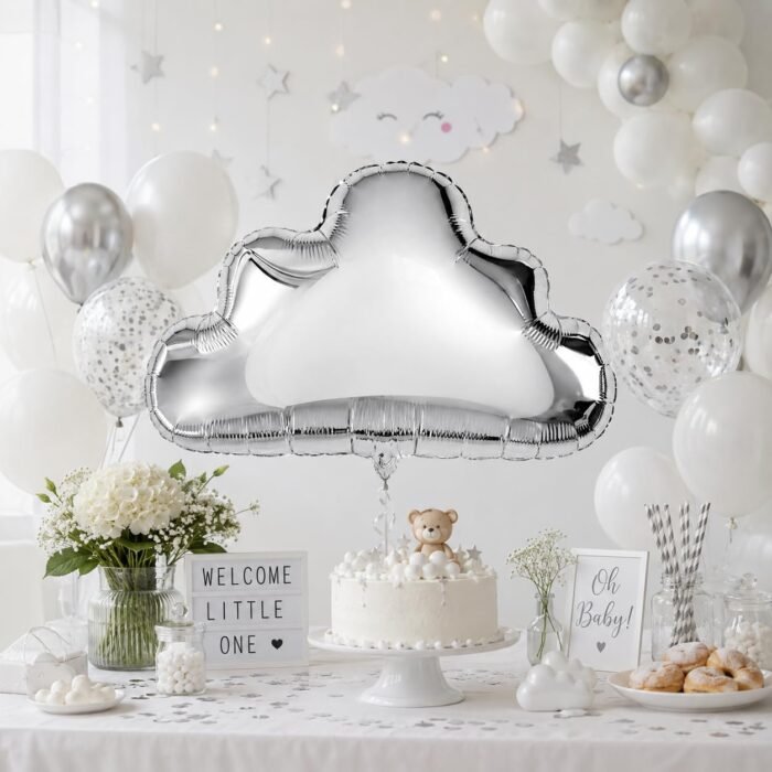 Silver Cloud Foil Balloon 20 x 20 Inch (51 cm), - Image 2