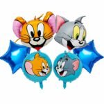 6-Piece Cartoon Cat & Mouse Foil Balloon Set for Kids' Birthday Parties