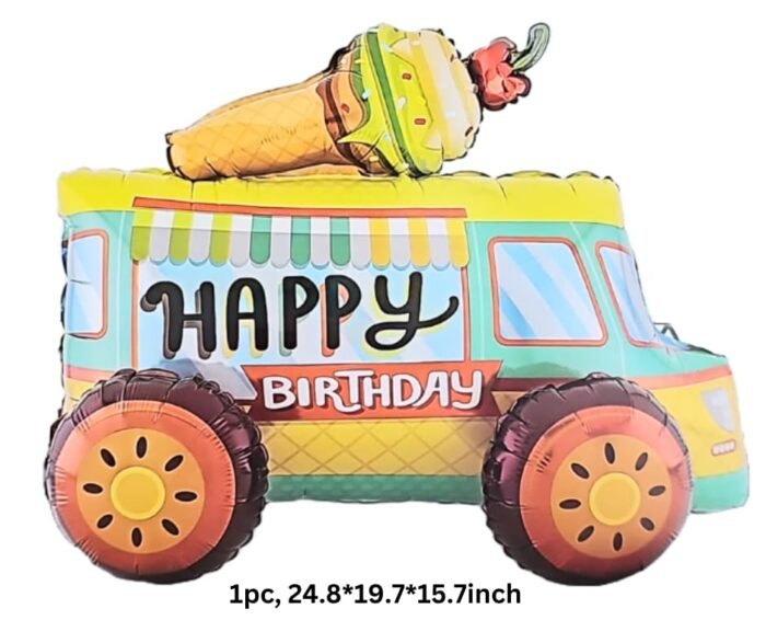 1pc 24.8 * 19.7 * 15.7inch Self standing Ice cream truck foil balloon - Image 2