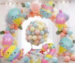 1pc Wink faced Blue And Golden Color Ice Cream Cone Foil Balloon - Image 3