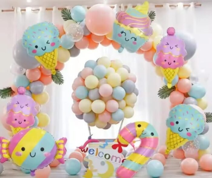 1pc Wink faced Blue And Golden Color Ice Cream Cone Foil Balloon - Image 3
