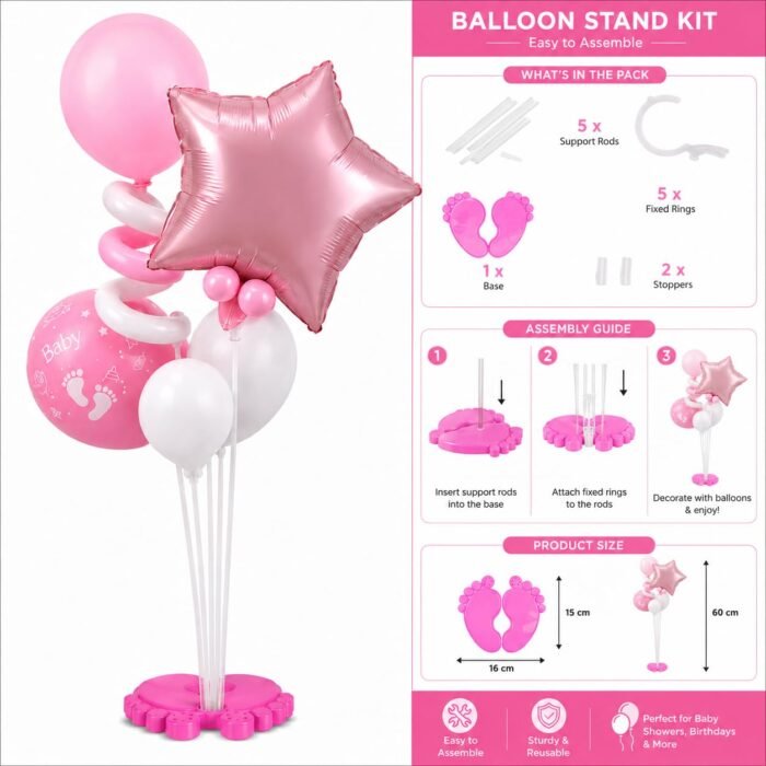 Baby Feet Balloon Stand Kit for Baby Shower & Birthday Decoration (Only Stand No Balloons) - Image 3