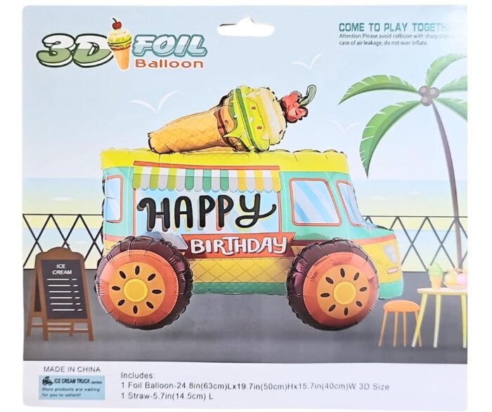 1pc 24.8 * 19.7 * 15.7inch Self standing Ice cream truck foil balloon - Image 4