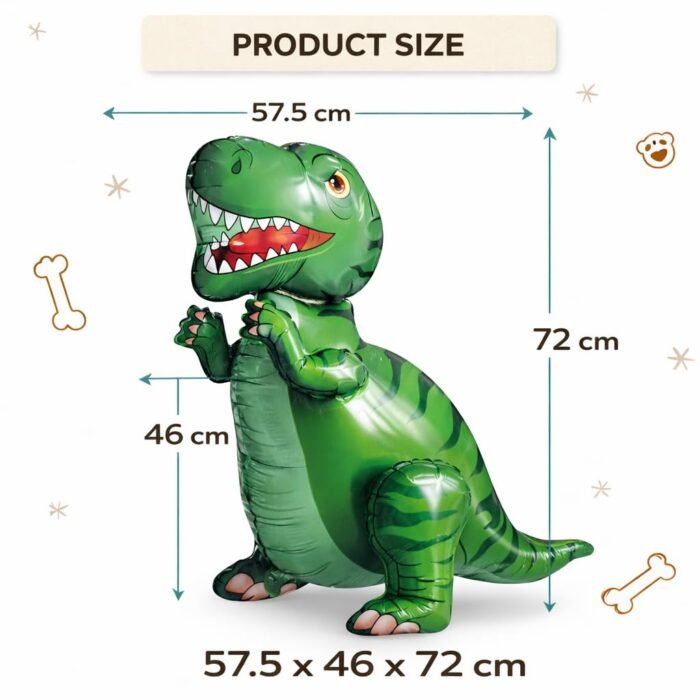 Giant Green Dinosaur Shape Foil Balloon 72cm - Image 3