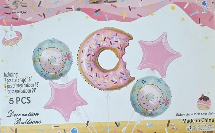 Set of 5 Donuts and Stars Foil Balloon - Image 2