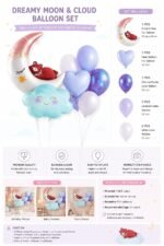 Blue Dreamy Moon Cloud Balloon Bouquet Set for Baby Shower, - Image 2