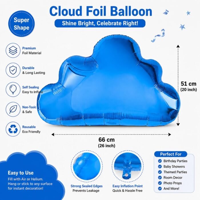 Blue Cloud Premium Foil Balloon - Image 3