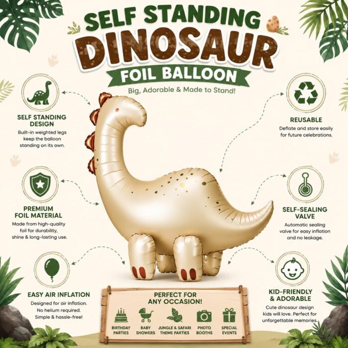 Self Standing Dinosaur Foil Balloon - Image 4