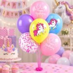 Unicorn Birthday Balloon Decoration Kit with Stand | Balloon Stand - Image 3