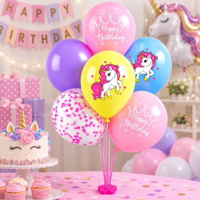 Unicorn Birthday Balloon Decoration Kit with Stand | Balloon Stand - Image 3